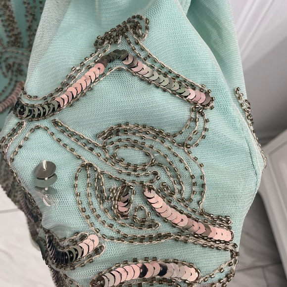 Gather Beauty Green Embellished Dress Sz 6 - Picture 13 of 16